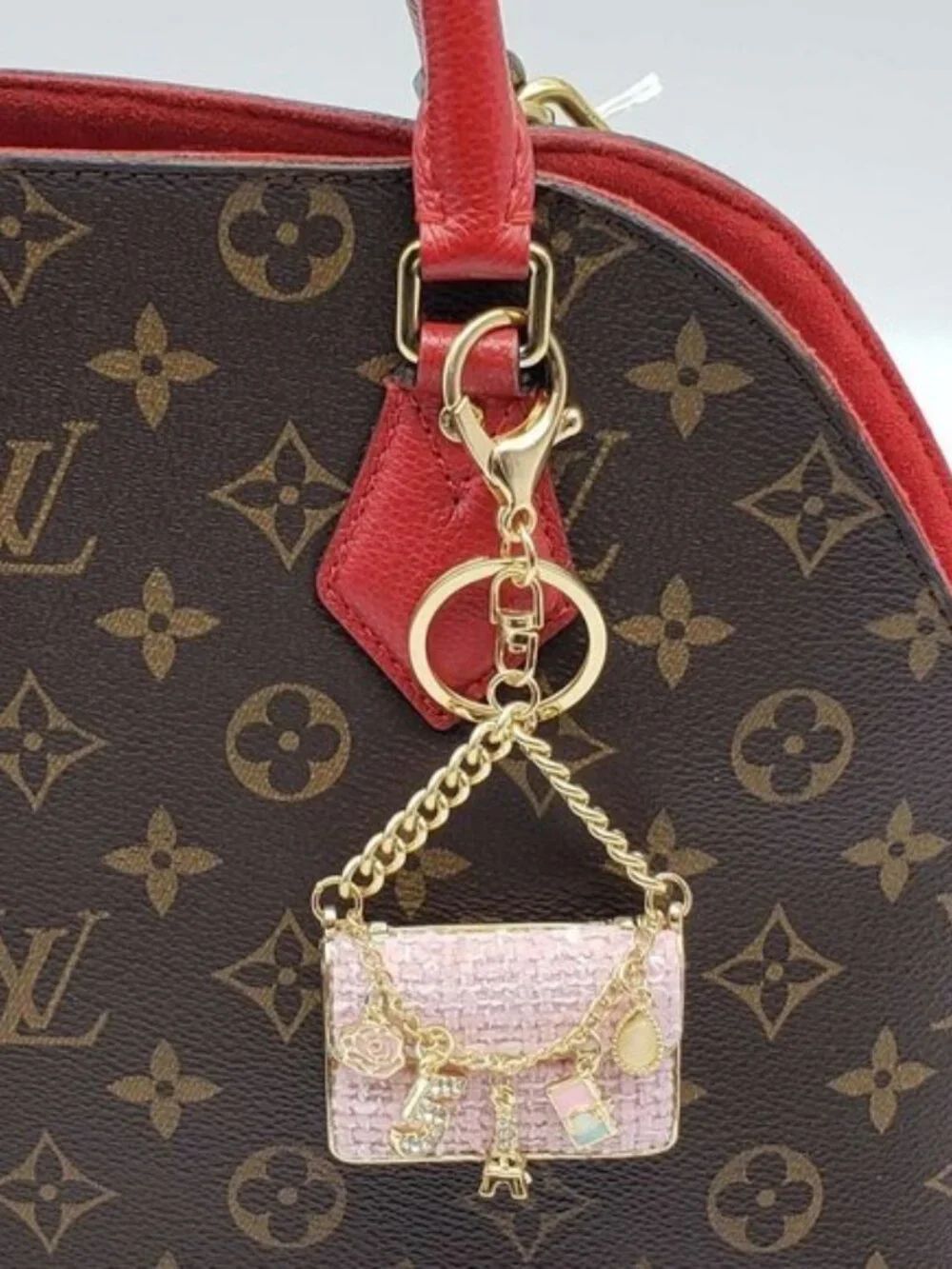 Louis Vuitton Gold Lock 🔒 Authentic LV Key + Unbranded Tweed Bag Charm